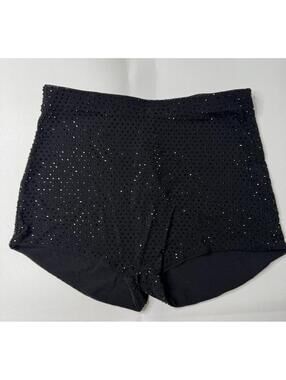 Black High-Waisted Shorts with Studded Detailing